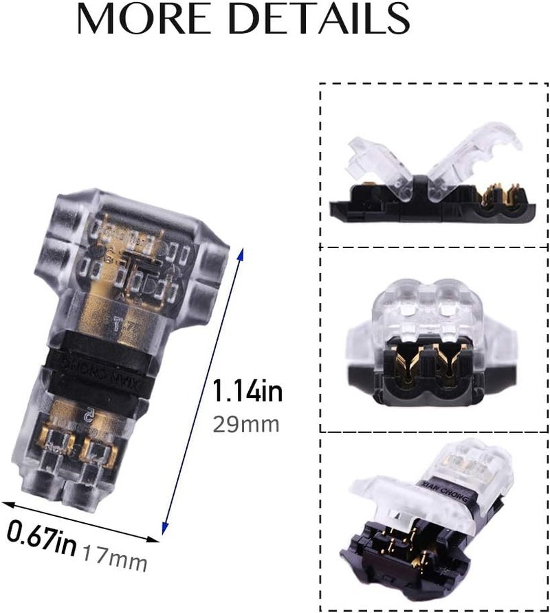Brightfour Wire Connectors - Low Voltage Electrical Wire Splicer Assortments 15 Pack, No Stripping Quick Splice Wiring Connectors Fits 24-20 AWG Wires - Image 4